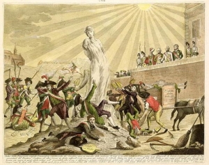 &Tau;&omicron; ά&gamma;&alpha;&lambda;&mu;&alpha; &tau;&eta;&sigmaf; &Delta;&eta;&mu;&omicron;&kappa;&rho;&alpha;&tau;ί&alpha;&sigmaf;, 1799. &Epsilon;&pi;&iota;&chi;&rho;&omega;&mu;&alpha;&tau;&iota;&sigma;&mu;έ&nu;&omicron; &chi;&alpha;&rho;&alpha;&kappa;&tau;&iota;&kappa;ό &tau;&eta;&sigmaf; &Iota;&tau;&alpha;&lambda;&iota;&kappa;ή&sigmaf; &Sigma;&chi;&omicron;&lambda;ή&sigmaf; &tau;&omicron;&upsilon; 18&omicron;&upsilon; &alpha;&iota;ώ&nu;&alpha;.