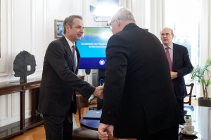 27 Ιανουαρίου 2026, Αθήνα. Ο πρωθυπουργός Κυριάκος ΜΗτσοτάκης υποδέχεται στο Μέγαρο Μαξίμου εκπροσώπους των αγροτών και των κτηνοτρόφων, για να συζητήσουν μέτρα κατά της ευλογιάς των αιγοπροβάτων.