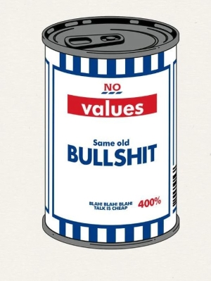 Αlex Βucklee, Same Old Bullshit-Soup Can by Grow Up, τενεκεδάκι συσκευασίας με χάρτινη ετικέτα, 2023.