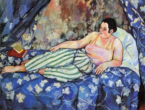 Suzanne Valadon (1865-1938), &Tau;&omicron; &mu;&pi;&lambda;&epsilon; &delta;&omega;&mu;ά&tau;&iota;&omicron;, 1923, &lambda;ά&delta;&iota; &sigma;&epsilon; &kappa;&alpha;&mu;&beta;ά, 90 x 116 &epsilon;&kappa;.  